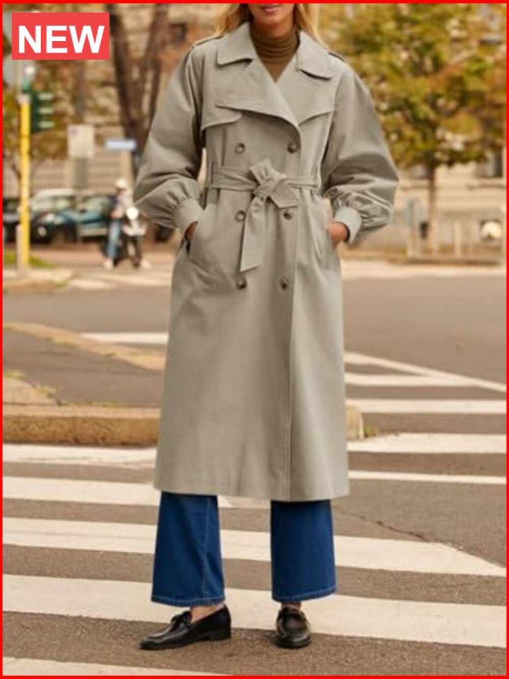 Oversized Double Breasted Trench Coat with Belt - Picture 4 of 7